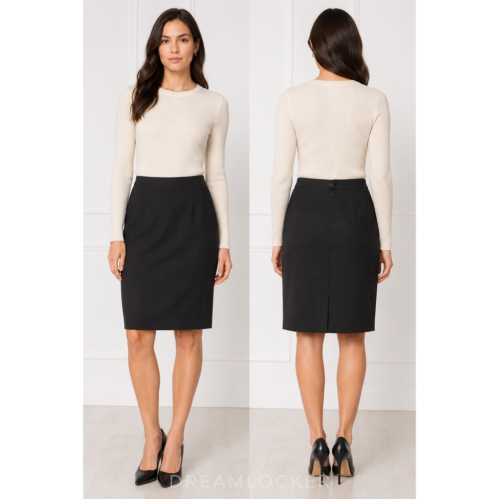 Escada Black Wool Pencil Skirt Women US 10 EU 40 Lined Career Quiet Luxury